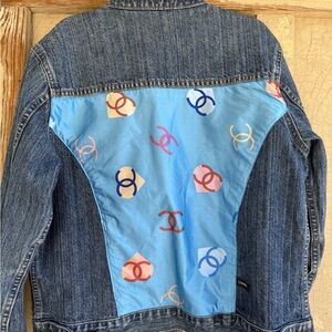 Stylish Denim Jacket with Designer Colorful Accents
